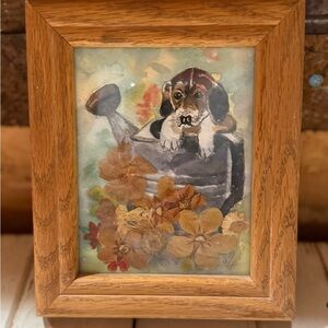 Nancy Smith Vintage Watercolor Painting With Dried Flowers